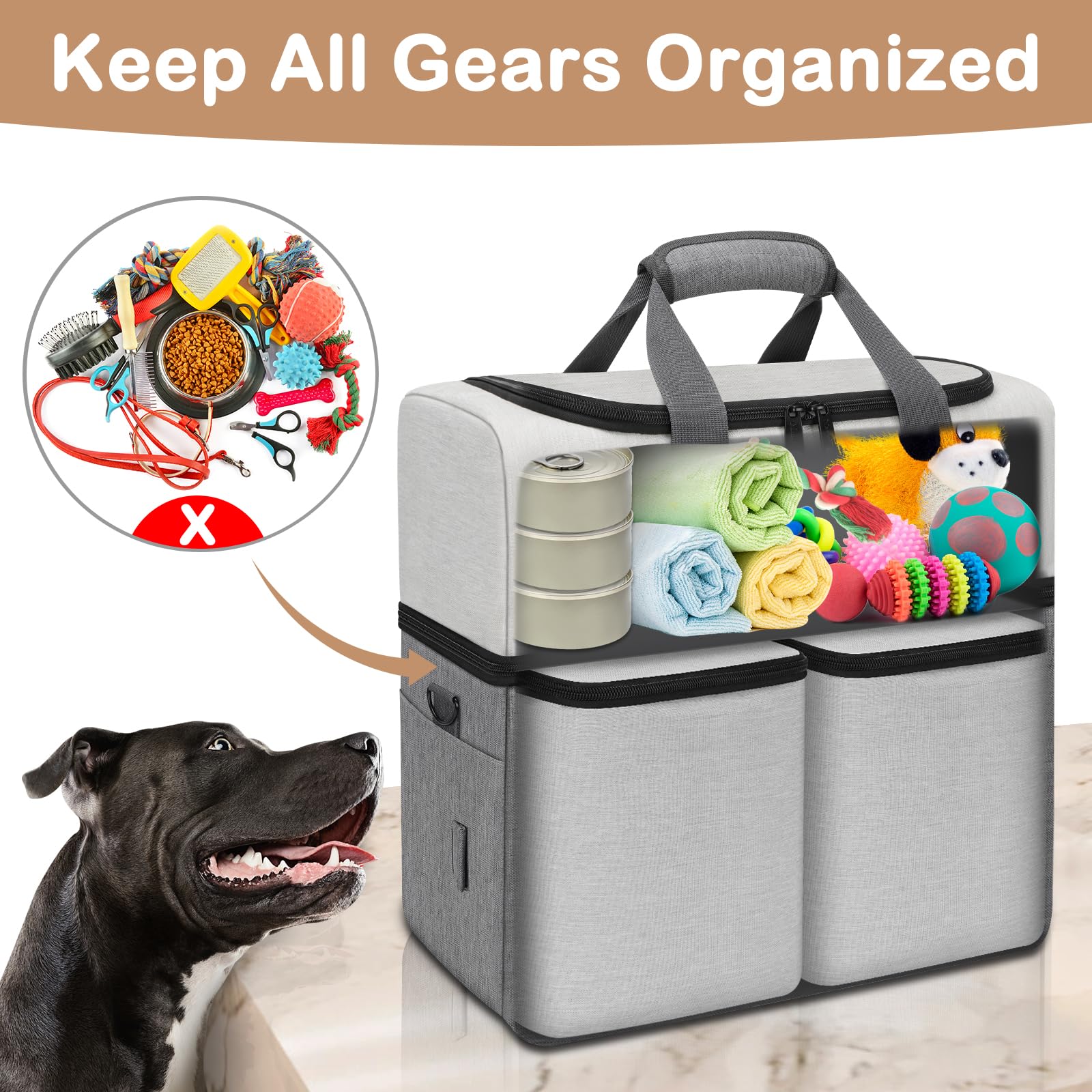 Mancro collapsible dog bowls with carabiners attached for quick feeding.