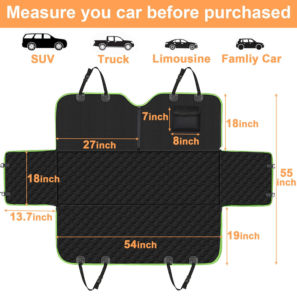 Mancro dog car seat cover 4-in-1 uses adapt to hammock, bench, trunk, or camping mat.