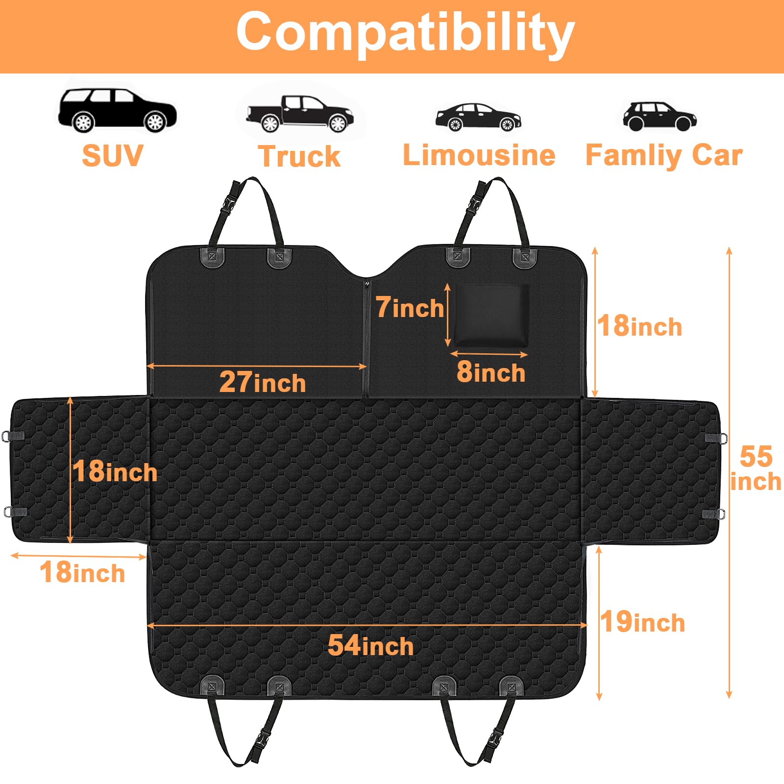 Mancro dog hammock 4-in-1 multipurpose converts to bench cover or trunk liner