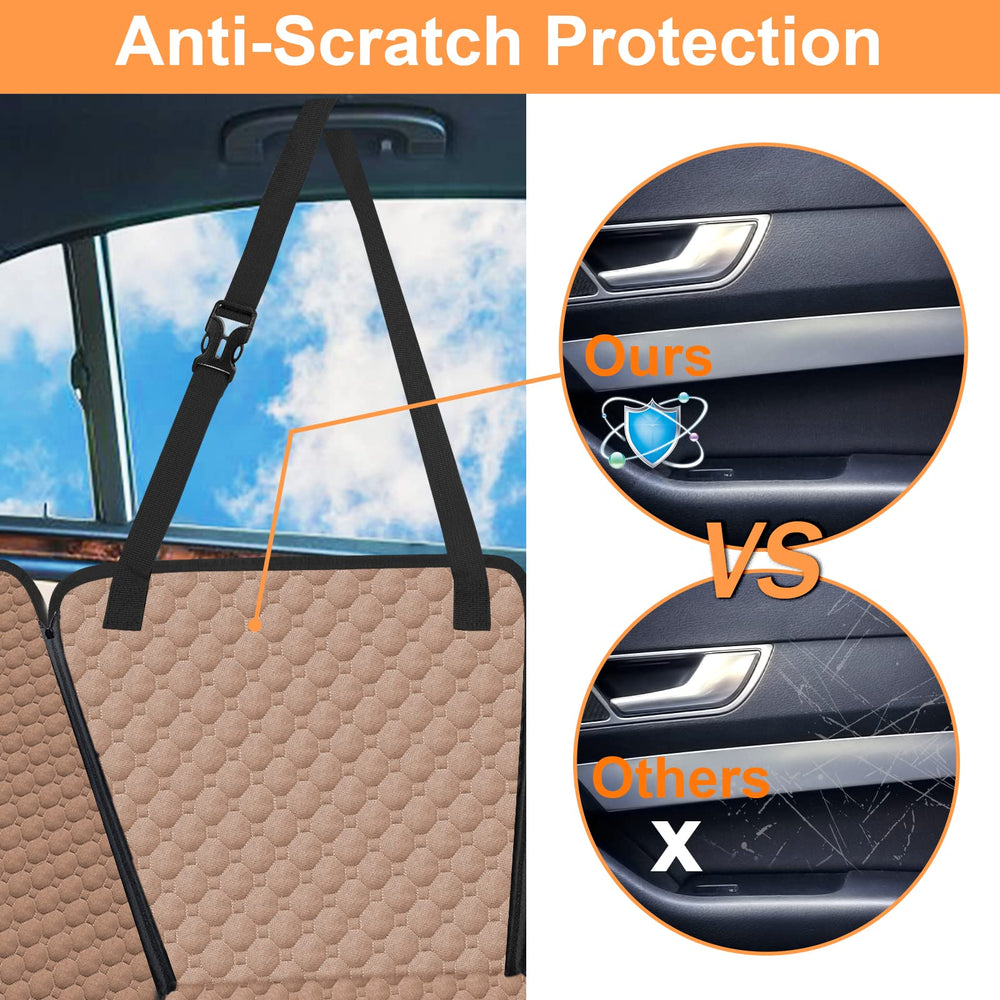 Mancro dog hammock side flaps prevent door scratches while keeping pets comfy.