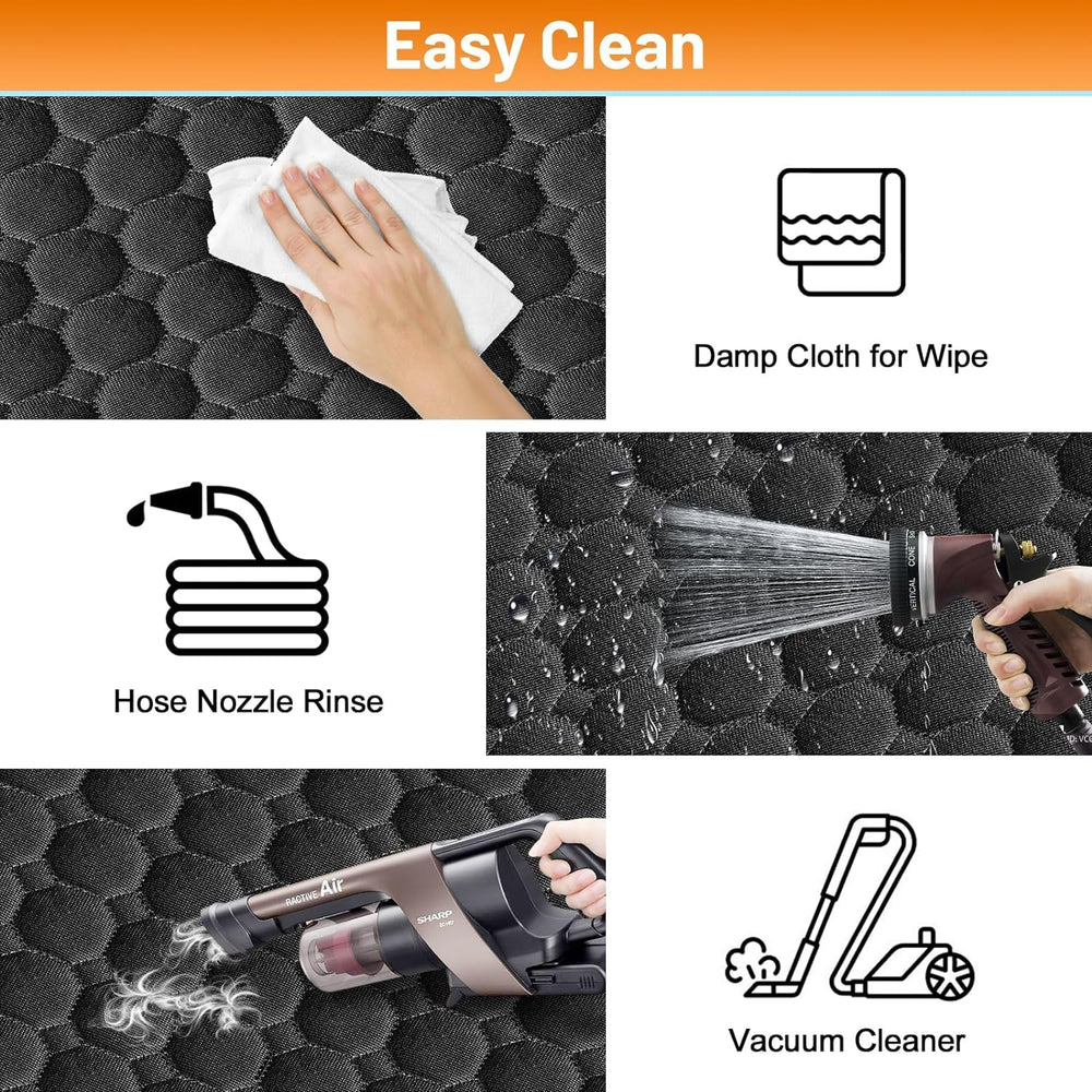 Mancro Installation Guide shows simple setup for dog car seat cover.