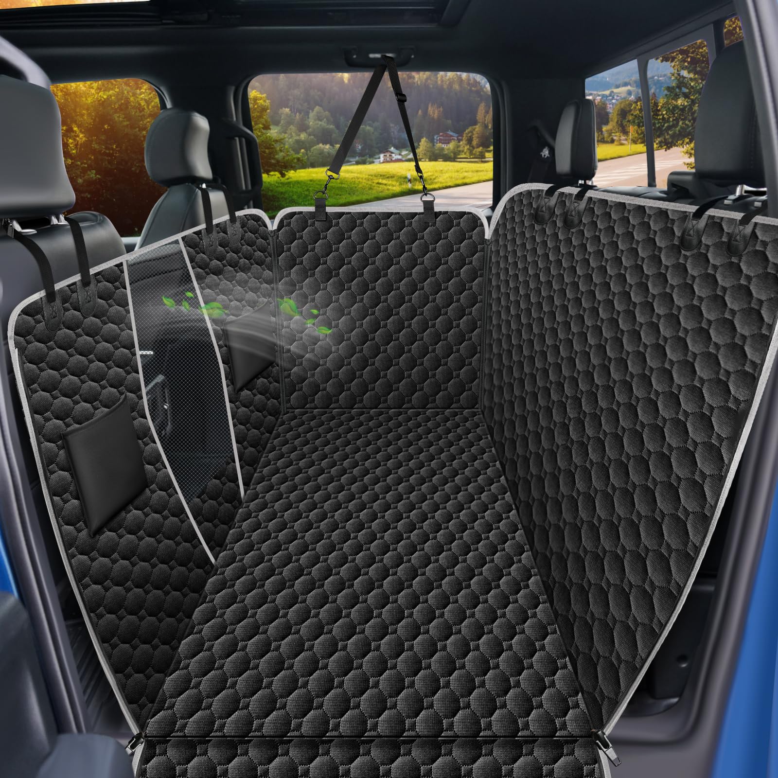 Mancro Dog Seat Cover with Mesh Window improves interaction with your dog.
