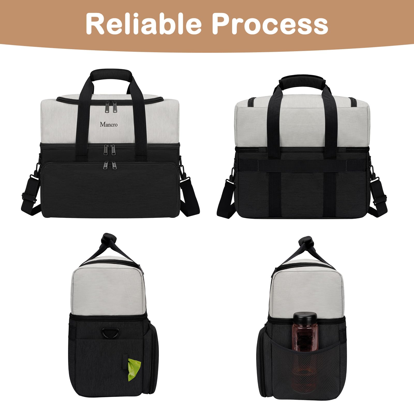 Mancro Dual Layers Dog Travel Bag adjustable strap for versatile carrying