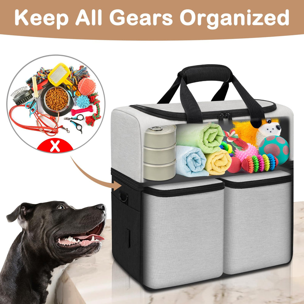 Mancro Dual Layers Dog Travel Bag feeding mat pocket for tidy meals
