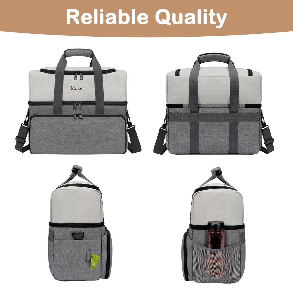 Mancro padded handle and adjustable strap for comfortable carry.