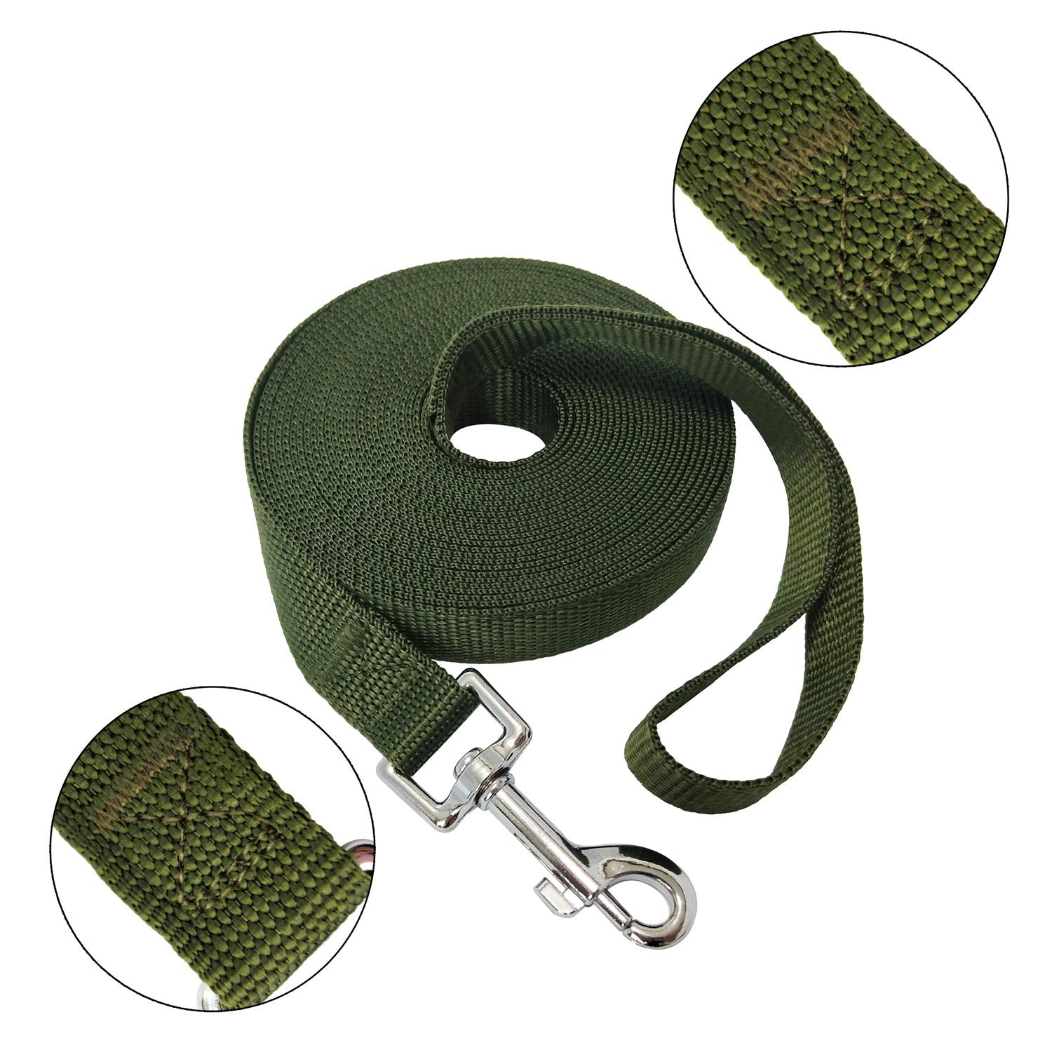 MANDAO long dog leash with swivel clip prevents twisting during outdoor walks.