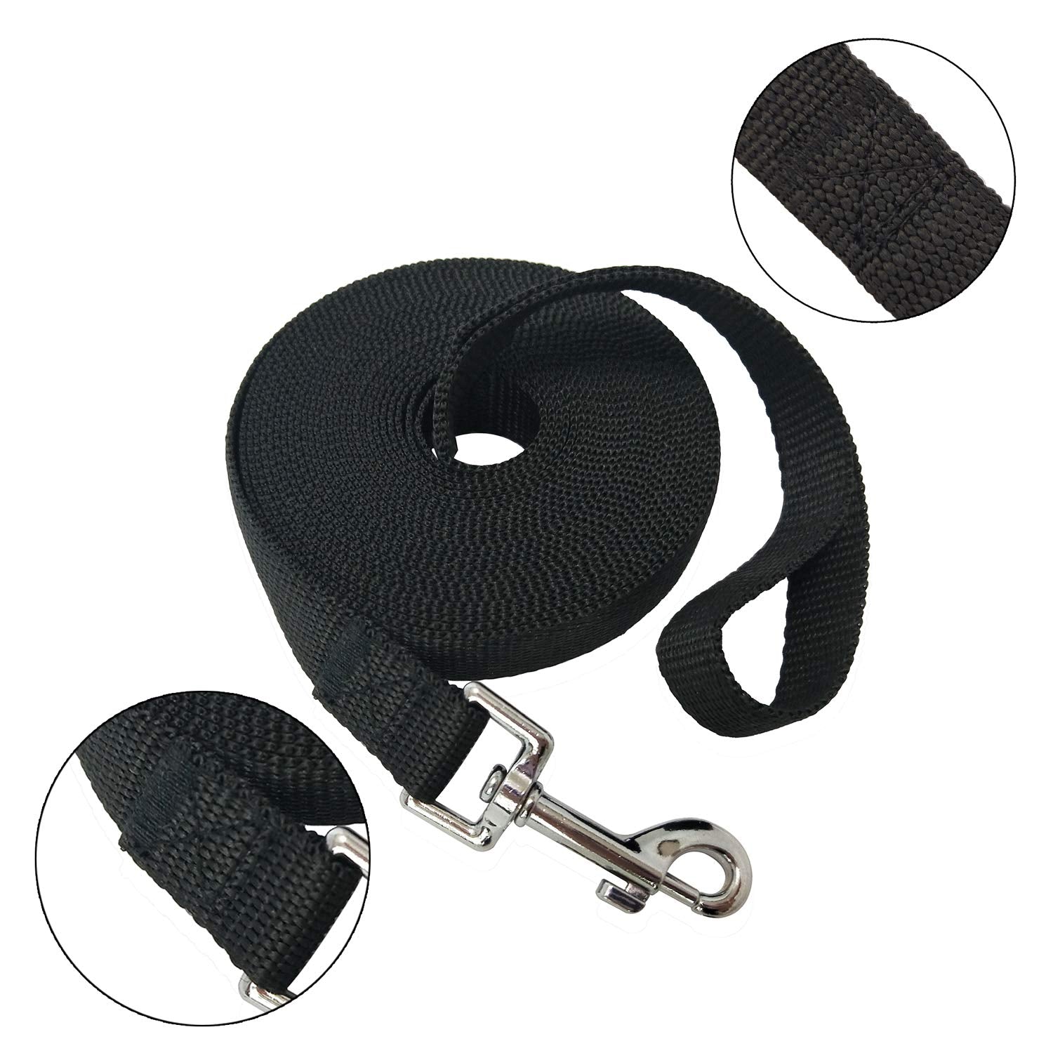 Mandao long leash with 360-degree swivel clip for tangle-free camping.