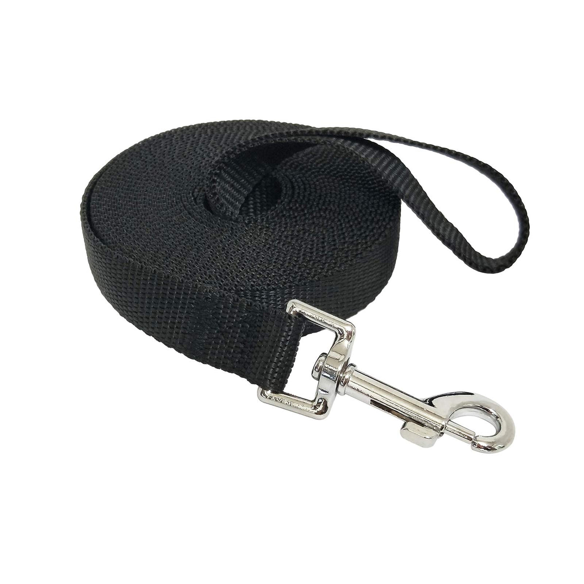 MANDAO Nylon Training Leash 15ft black with durable grip for confident recalls.