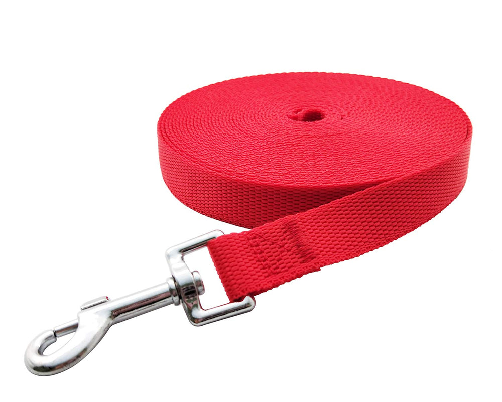 Mandao nylon training leash 20ft red with 360 degree swivel for tangle-free training.