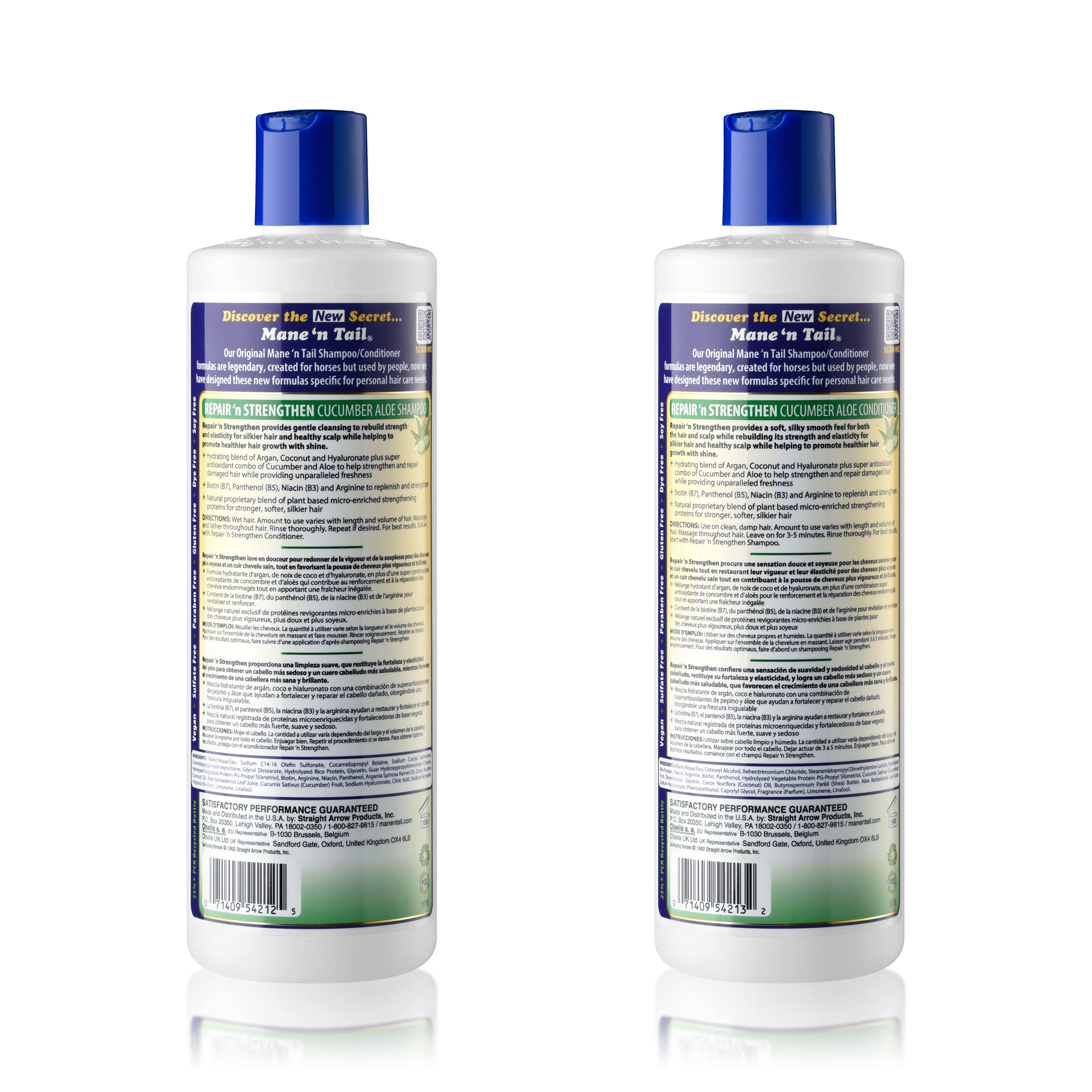 Mane 'n Tail Repair n Strengthen conditioner bottle promoting smoother, more manageable hair.