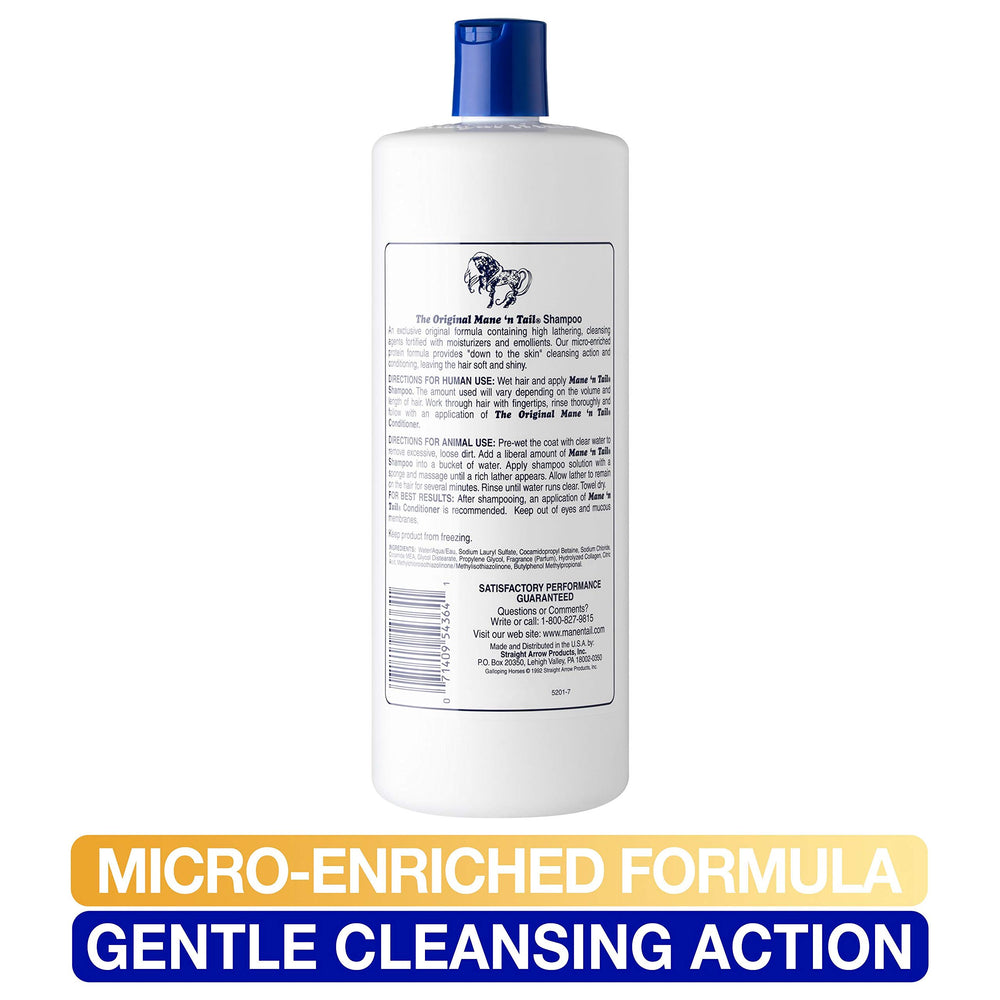 Mane 'n Tail shampoo packaging-label indicates rich formula for coat health.