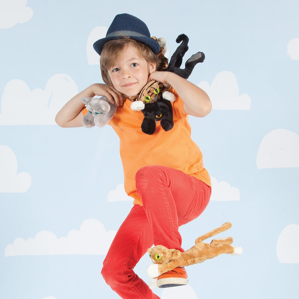 Manhattan Toy Ziggy black cat plush, silky fabric invites soothing bedtime and empathy-driven pretend play