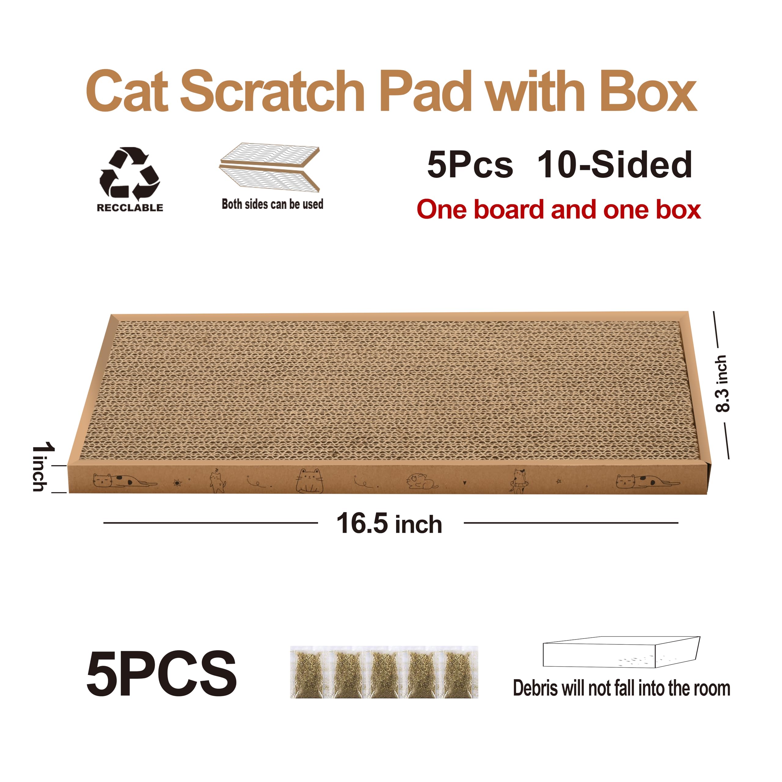 Mankaide cat scratcher catnip included helps entice play and relaxation.