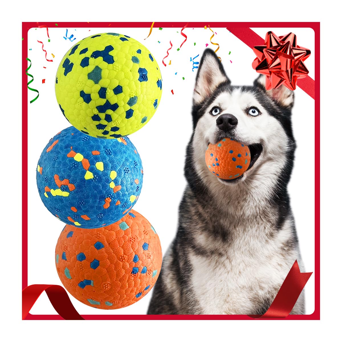 Mankoda Dog Balls 3-pack in vibrant colors for easy retrieval and play.