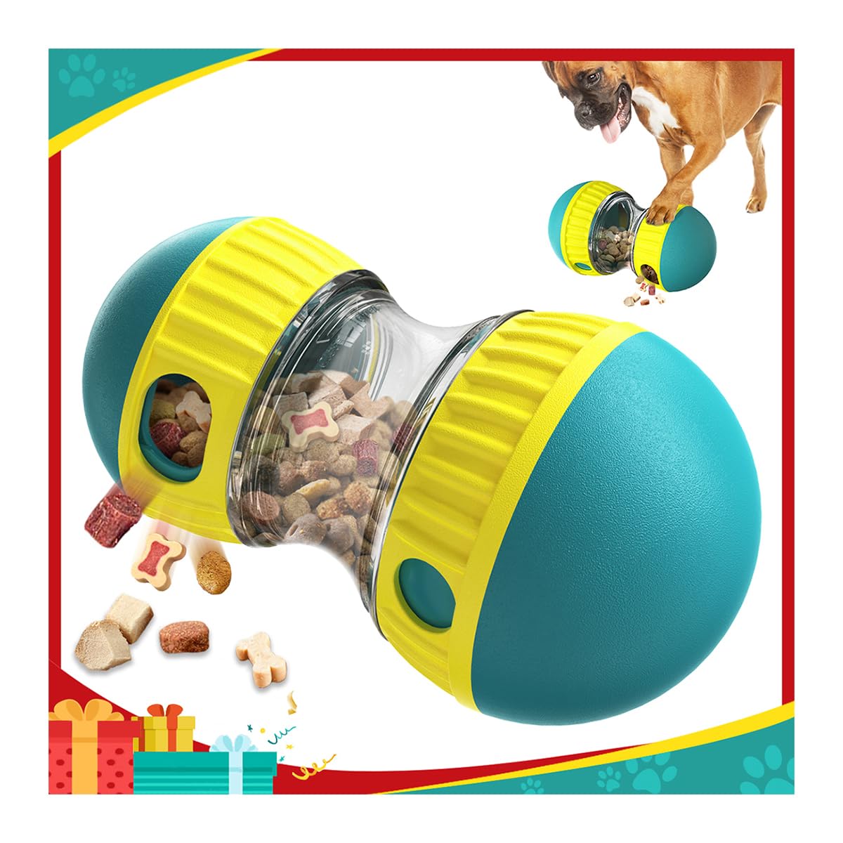 Mankoda dog puzzle toy rolling ball green encourages slow feeding and mental engagement.