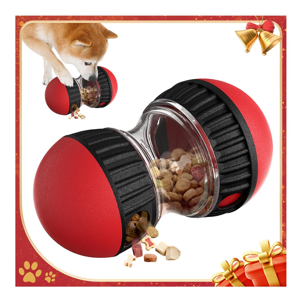 Mankoda Interactive Dog Puzzle Ball front view with treat holes for mental stimulation.