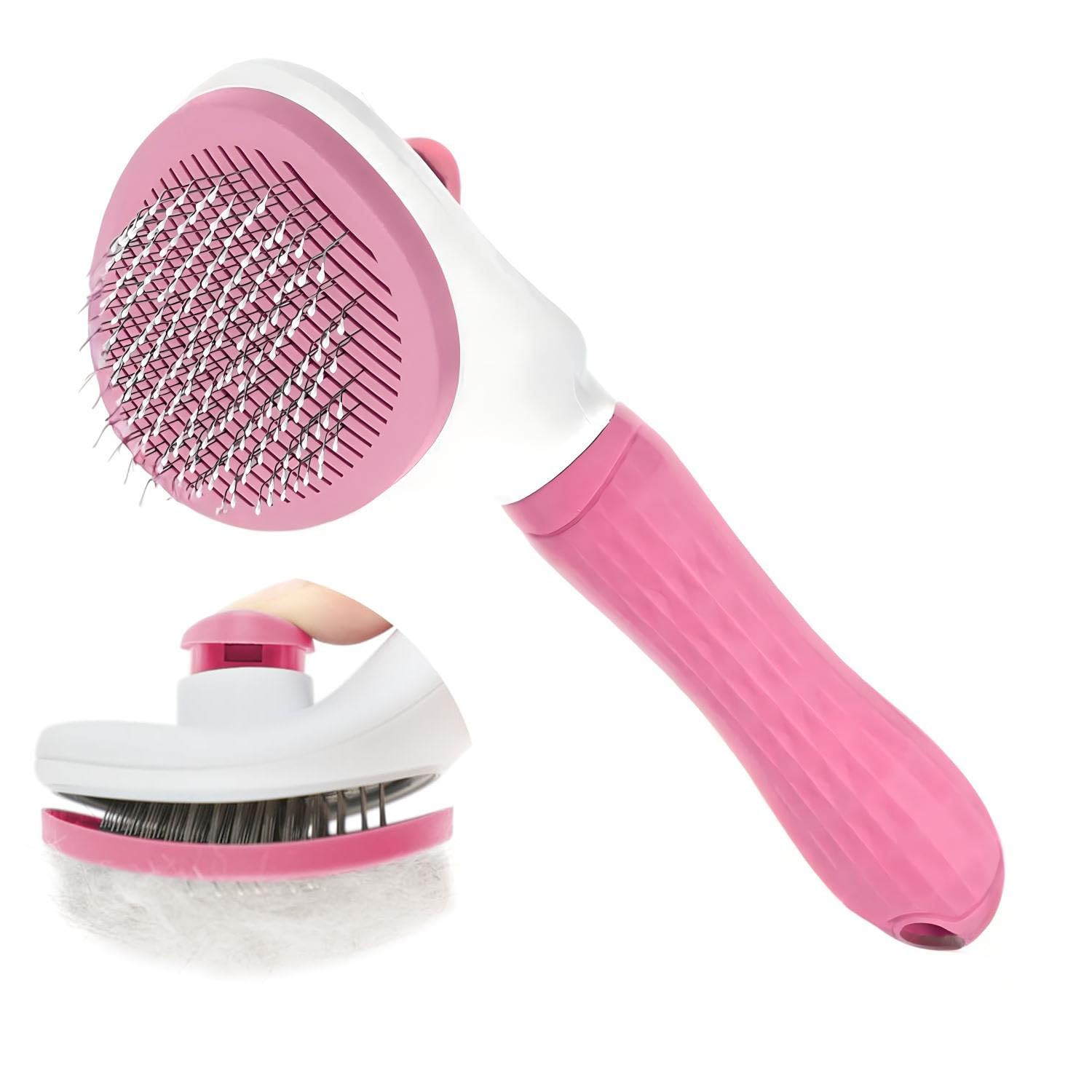 ManLinKei cat brush with release button removes loose fur for a cleaner home.
