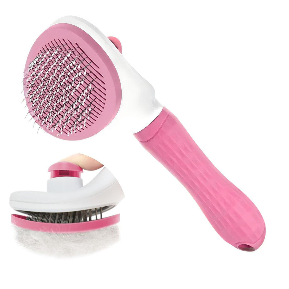 ManLinKei cat brush with release button removes loose fur for a cleaner home.