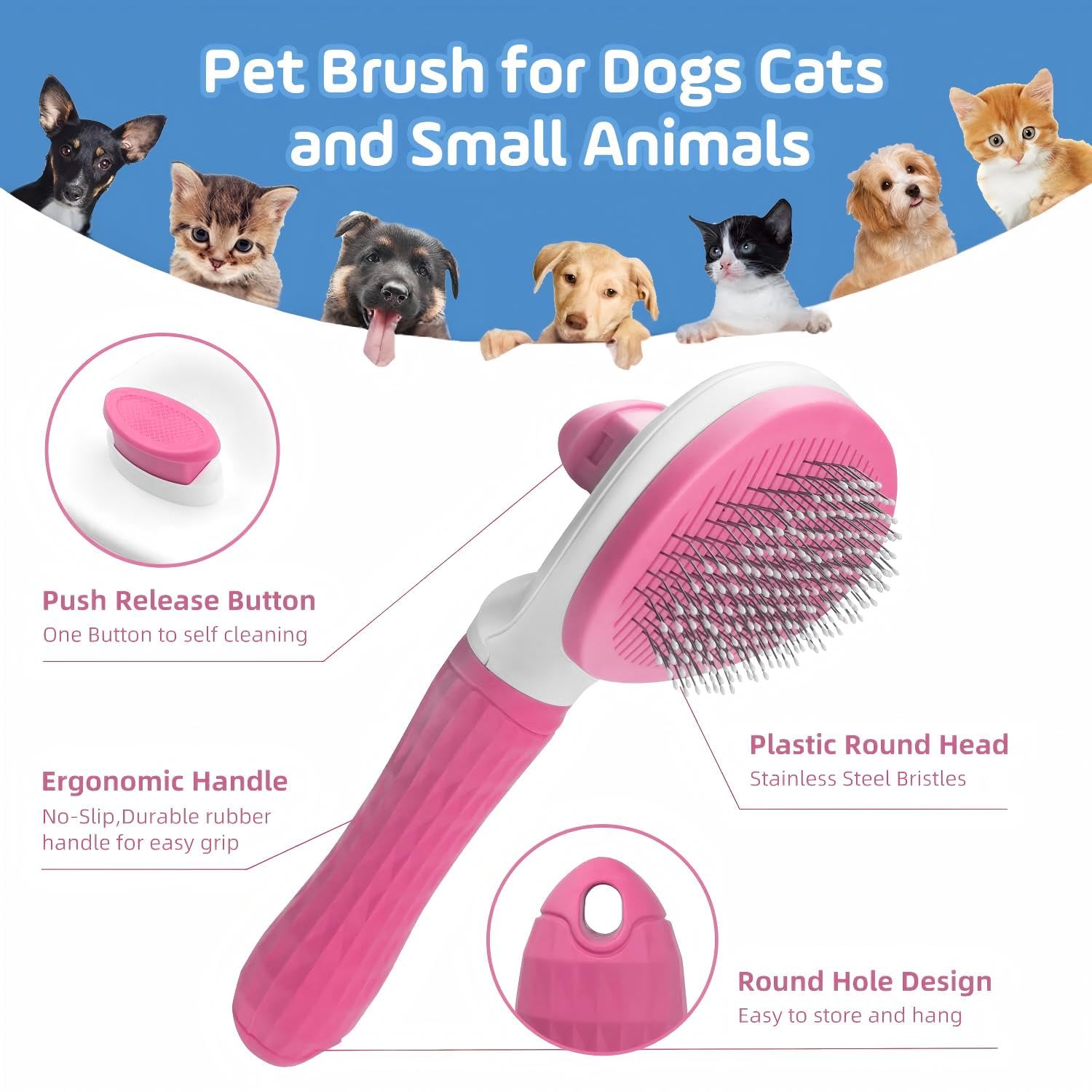 ManLinKei grooming session image shows bonding during pet care with a brush.