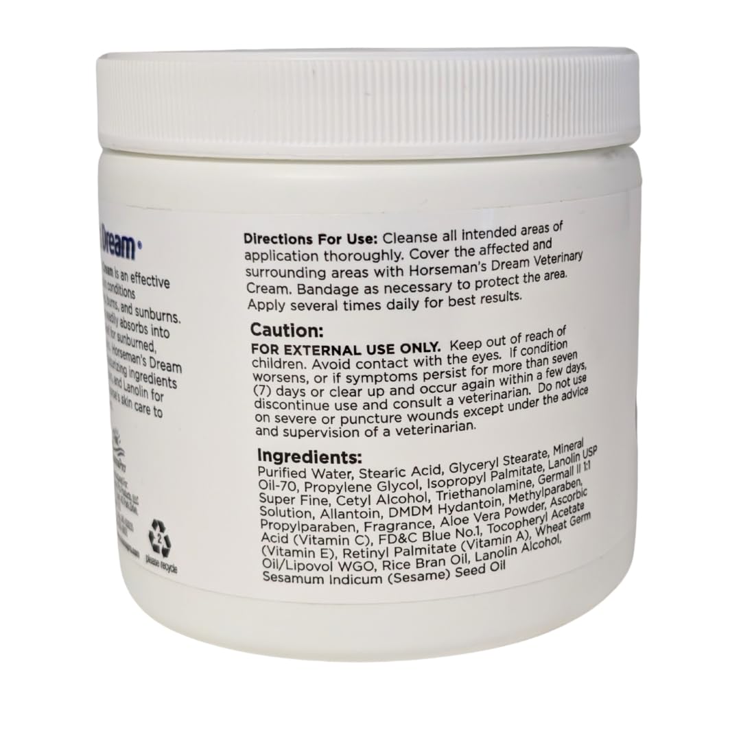 Manna Pro Corona Horseman's Dream Vet Cream jar in hand for easy skin application
