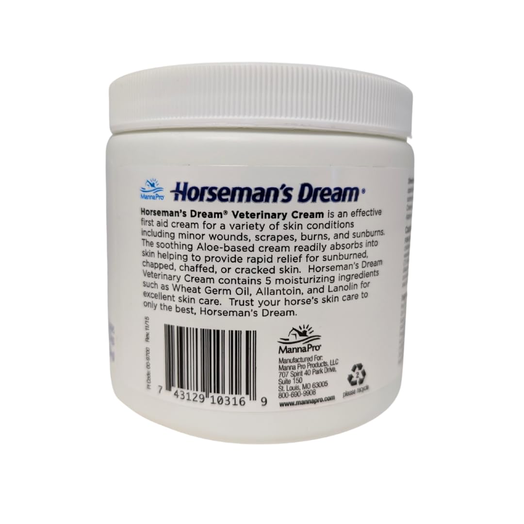 Manna Pro Corona Horseman's Dream Vet Cream texture closeup highlighting fast-absorbing formula