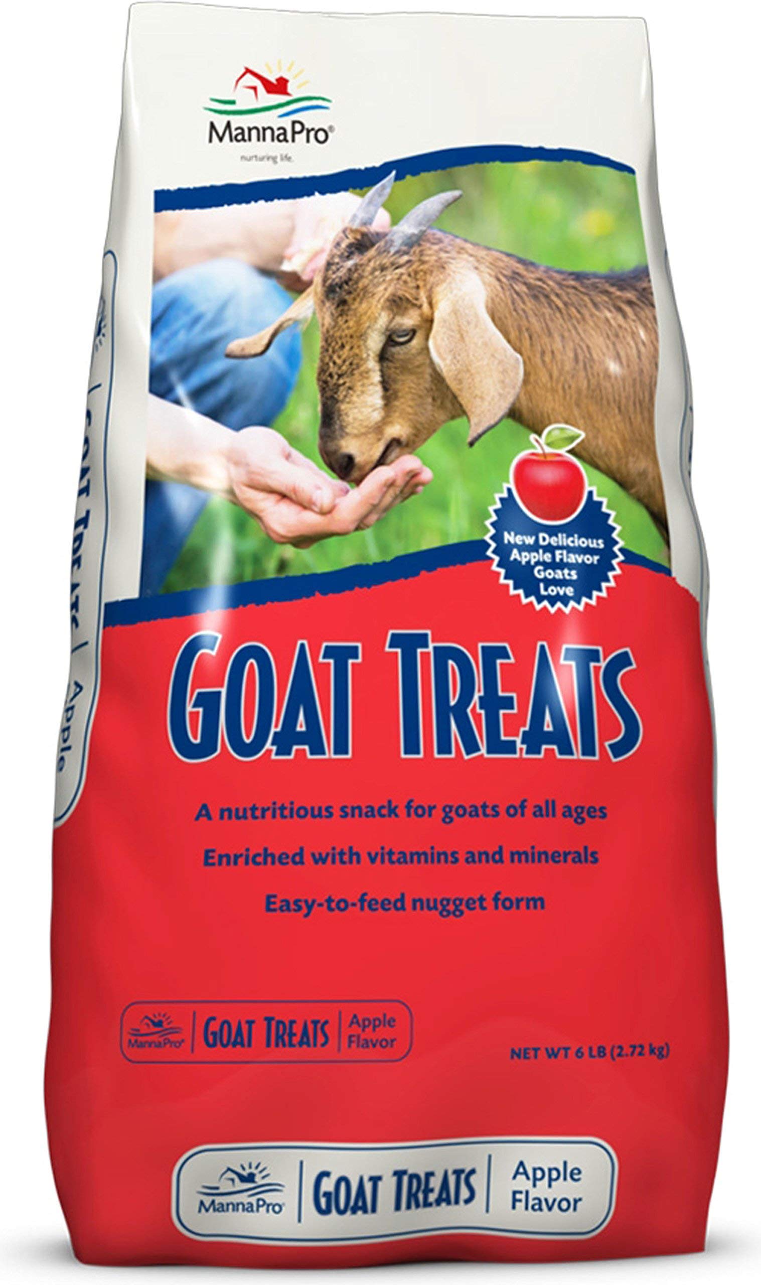 Manna Pro Goat Treats bag front view, a tasty reward for goats during training