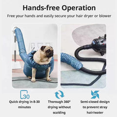 MANON ROSA Dog Drying Bag 360-degree view demonstrates comprehensive airflow for even drying