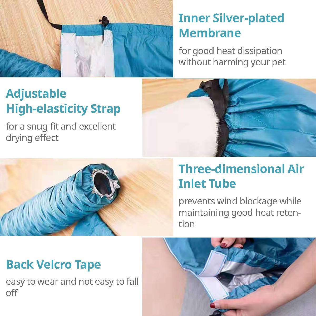 MANON ROSA Drying Bag adjustable straps provide a snug fit for pets of all sizes