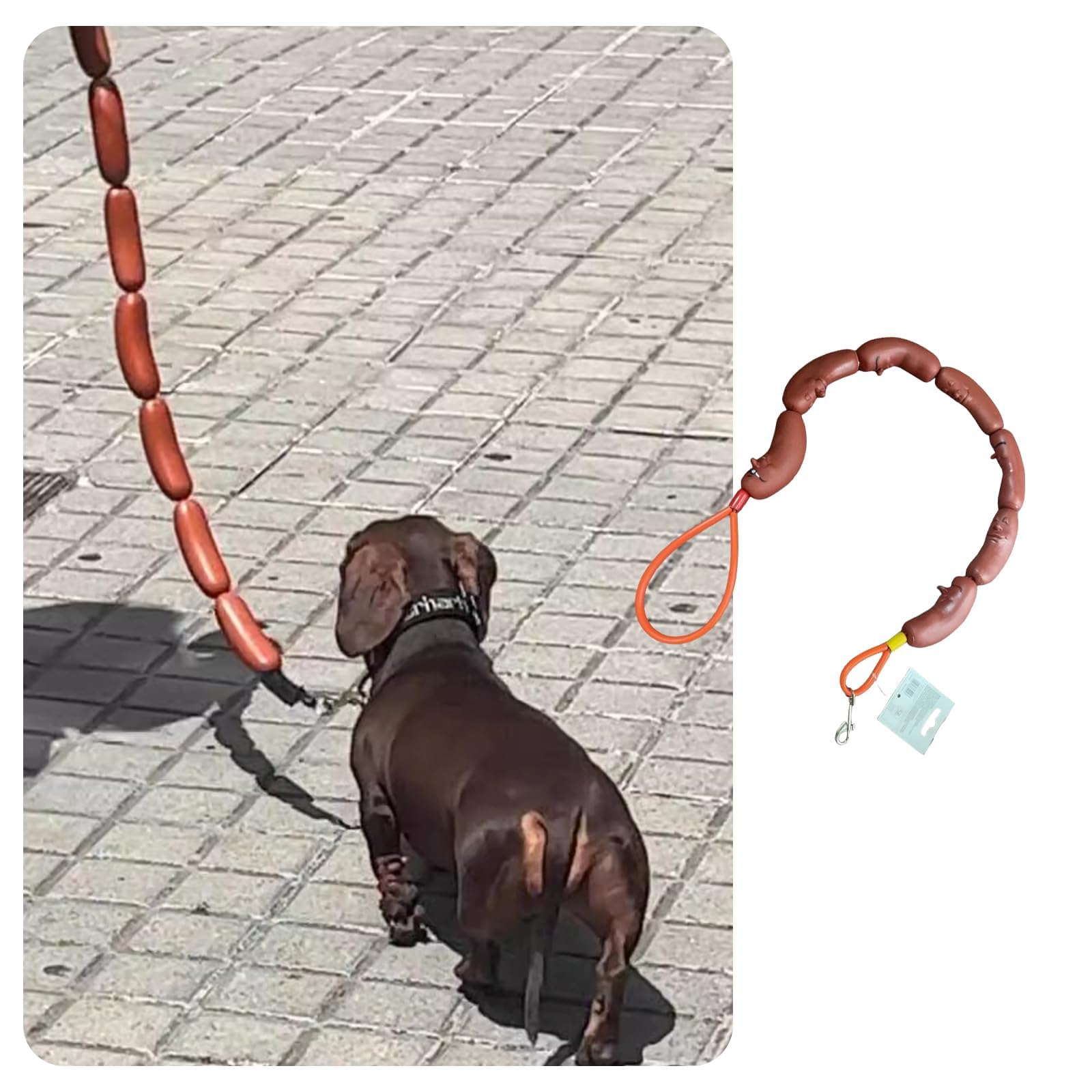 MANON ROSA sausage leash close-up clip for durable daily walks.