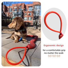 MANON ROSA sausage leash dog-walk action for carefree outdoor adventures.