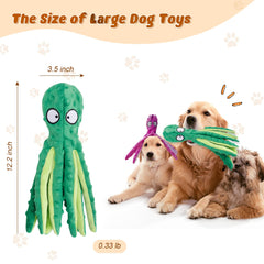 MANOPAWS 3pack octopus dog toy crinkle tail detail supports interactive fetch and chew.