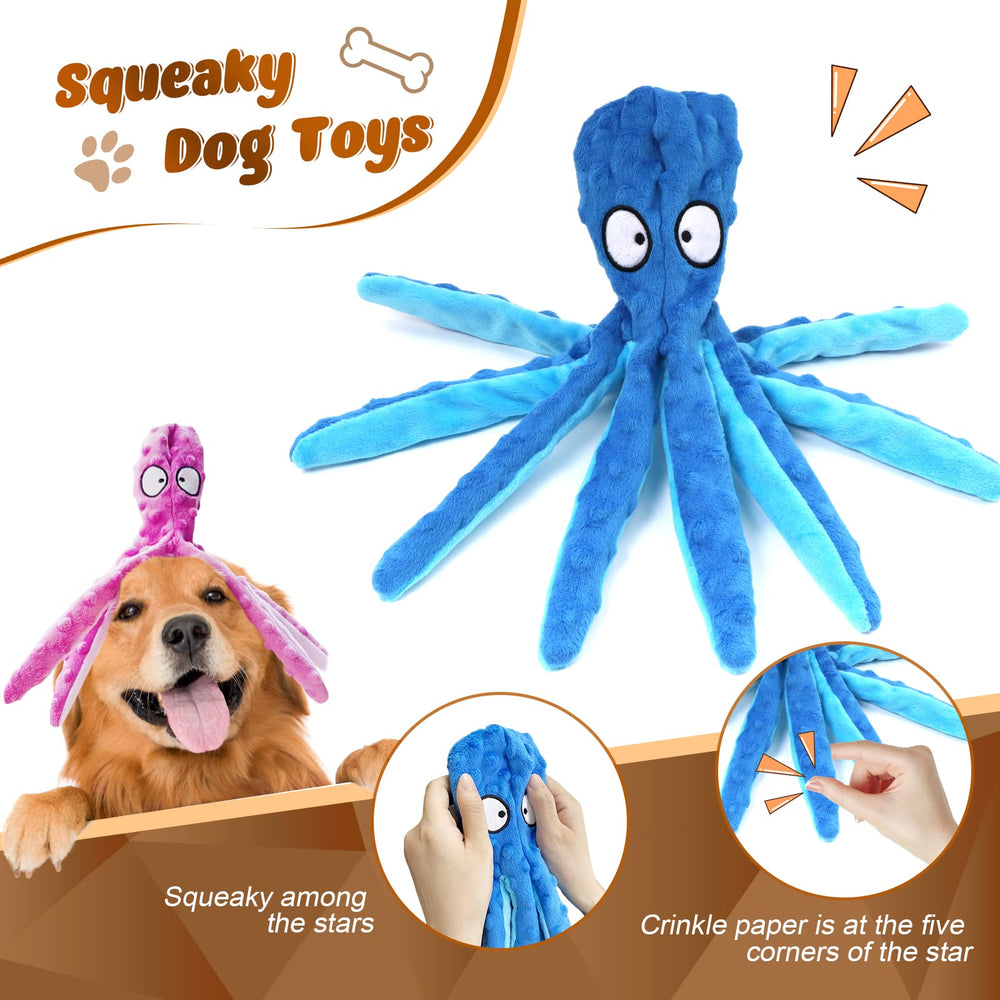 MANOPAWS octopus dog toy squeaker closeup enhances sensory stimulation during play.