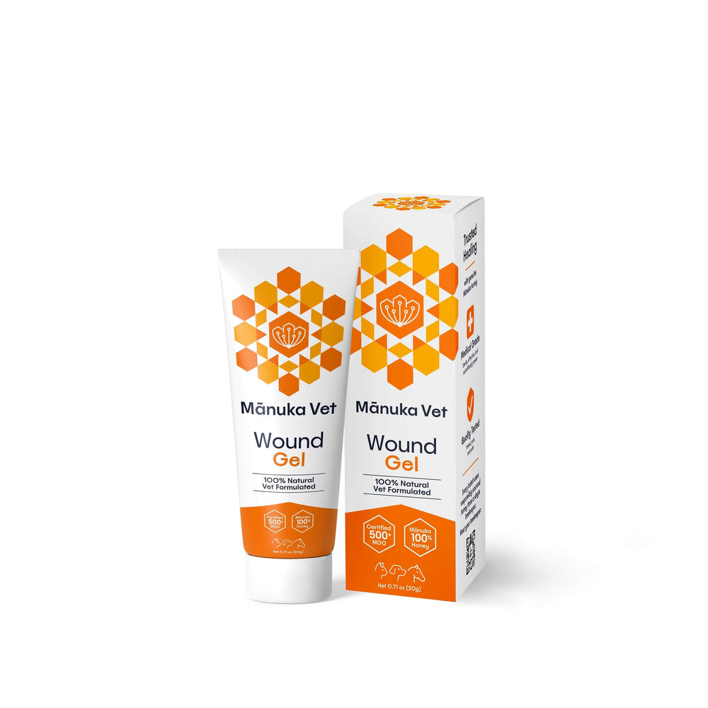 Manuka Vet Skin & Wound Gel application on wound demonstrates gentle, thorough coverage for healing support