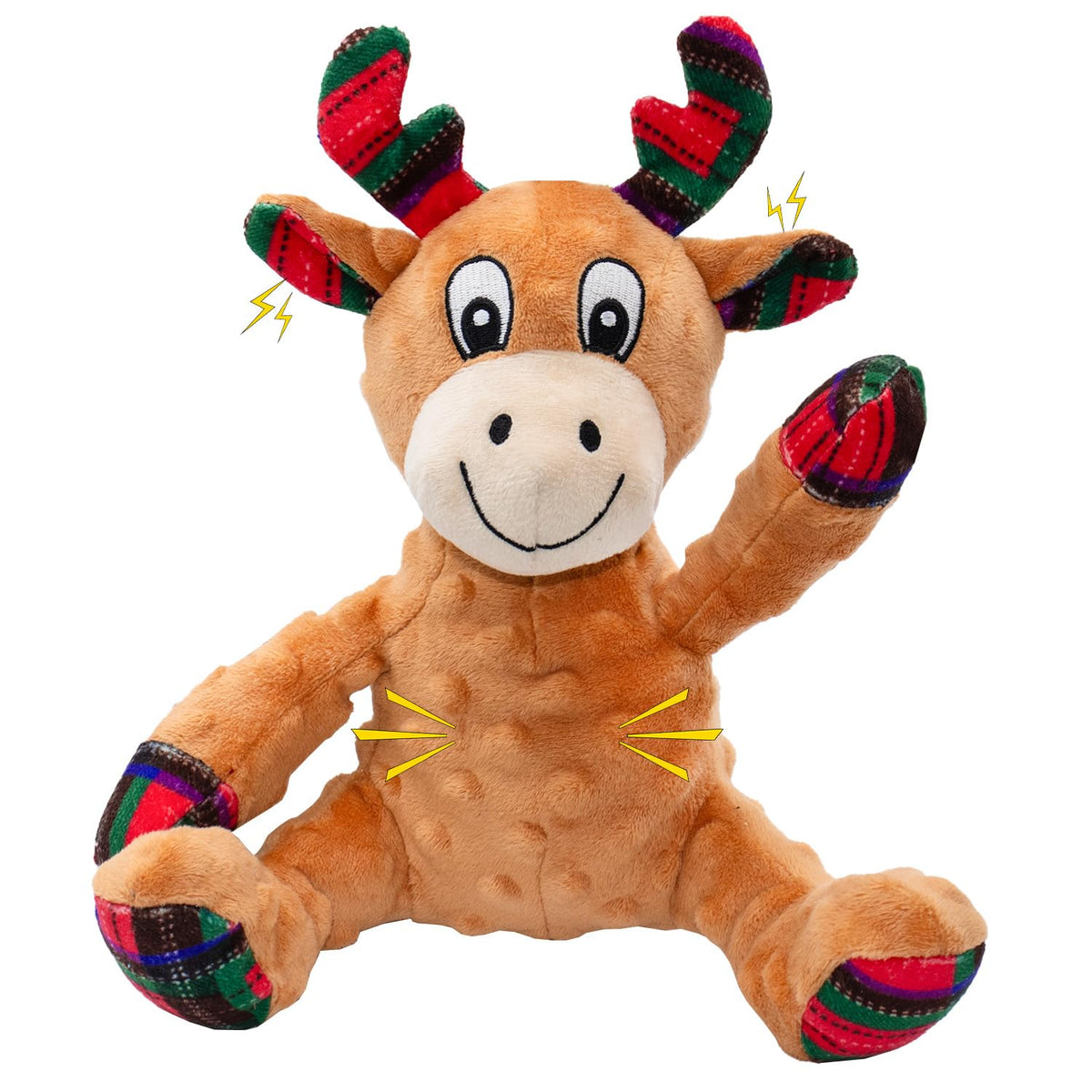 MAOOOOB dog Christmas reindeer toy with plush body and squeaker for playtime joy.