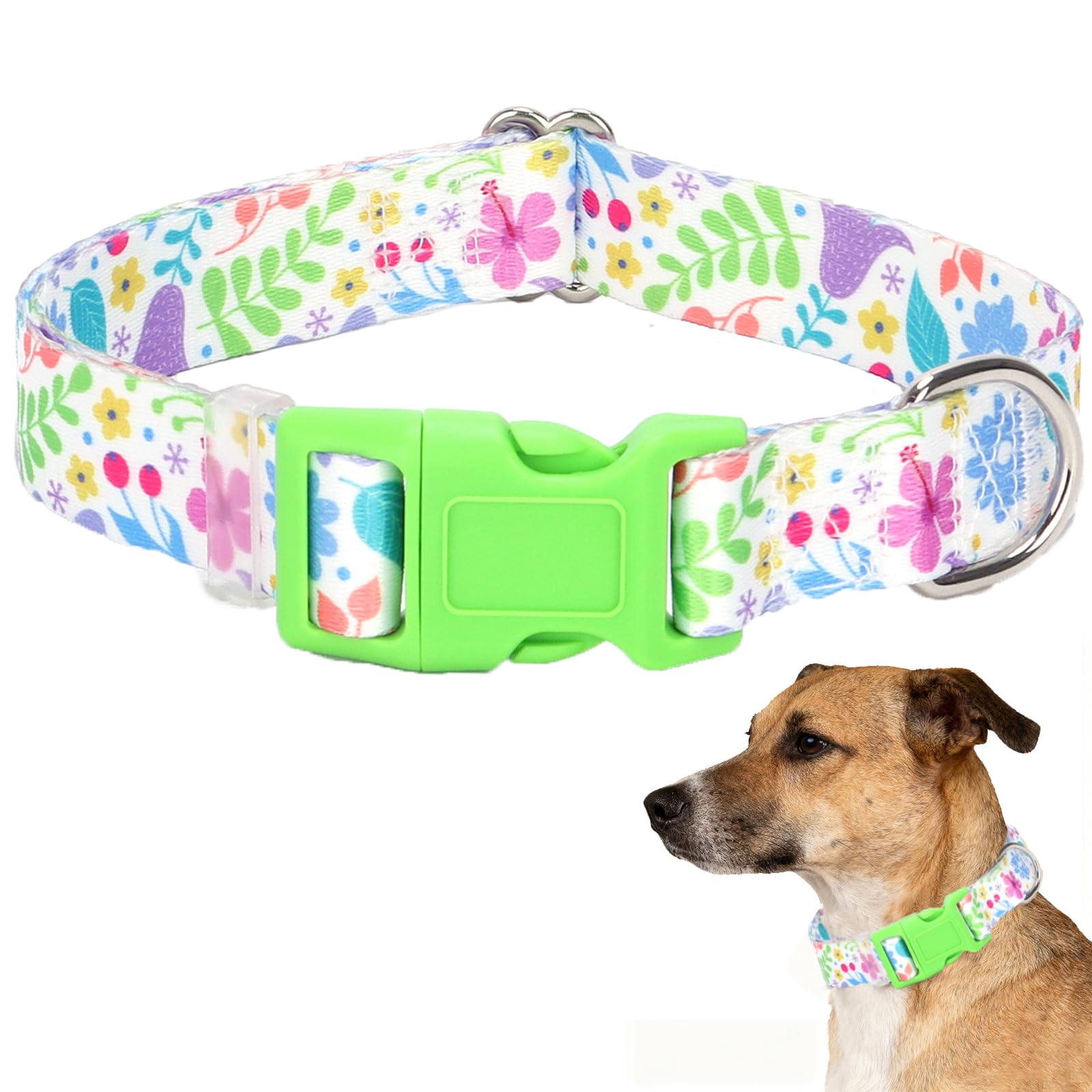 MAOWUWUJOZ Flowers XL dog collar for girl dogs, comfortable daily walks.