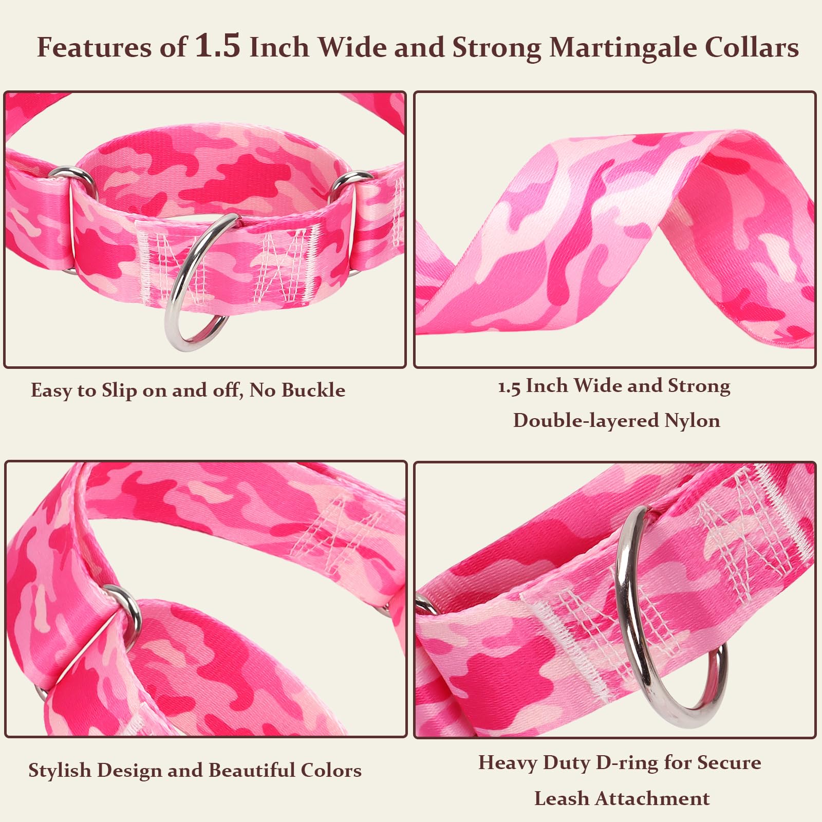 MAOWUWUJOZ pink camo pattern underscores bold style with safety-focused control on walks