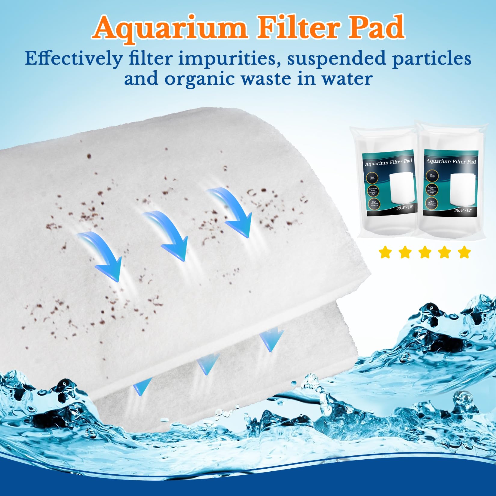 MAQIHAN aquarium filter pad installed in a tank ensures smooth water flow.