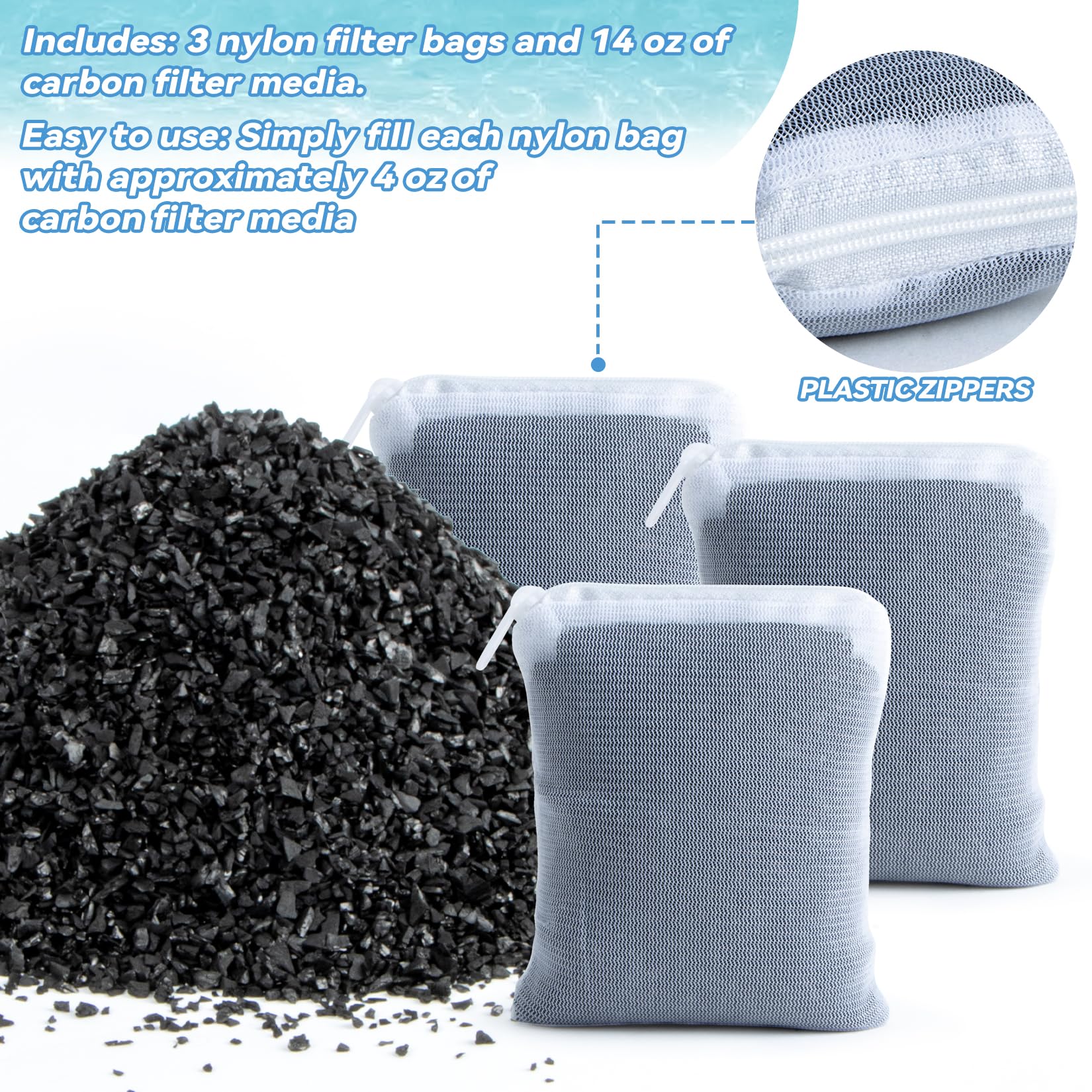 MAQIHAN nylon bags with charcoal for safe filtration media
