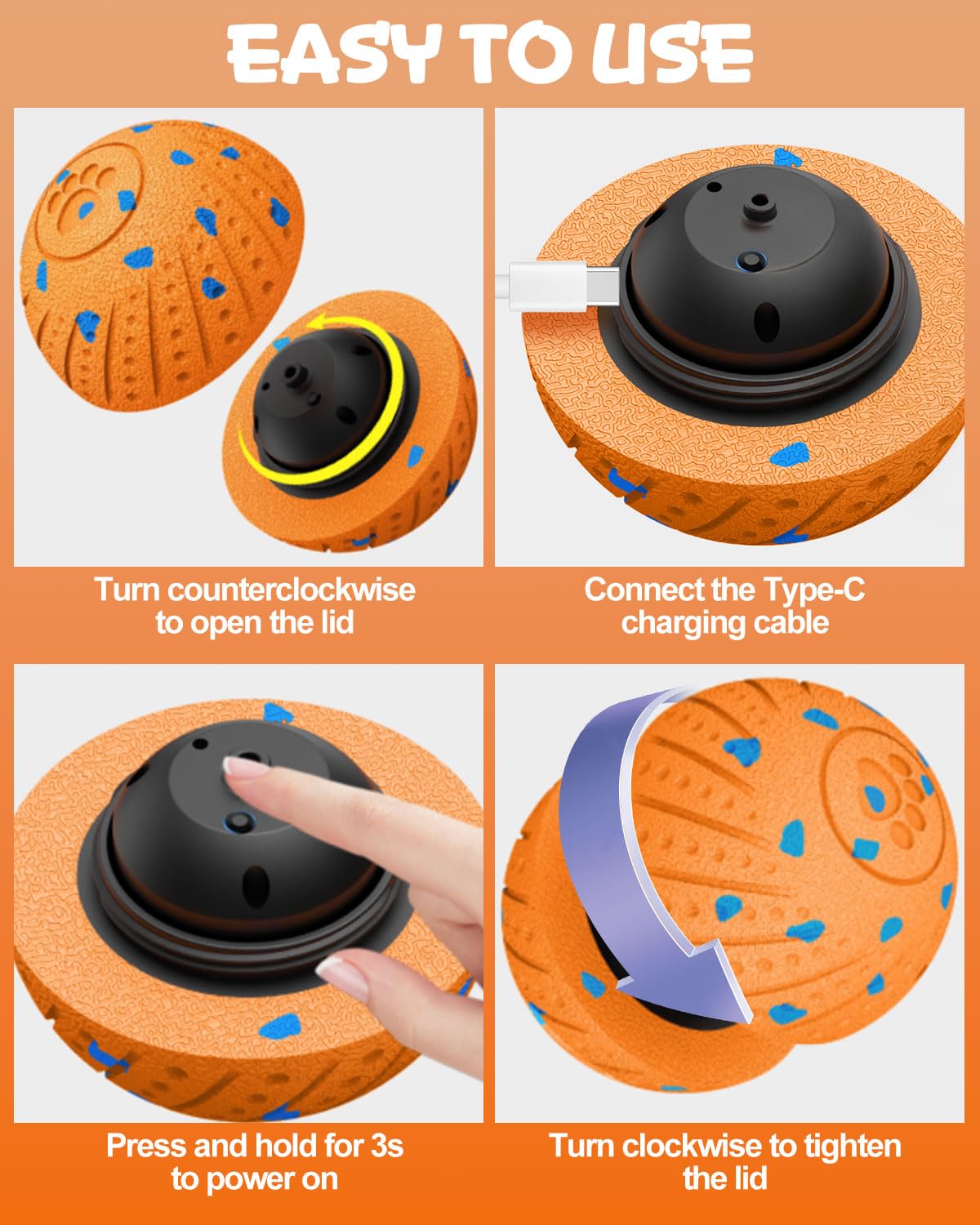 Maraiss interactive dog ball IP54 waterproof design ready for outdoor use.