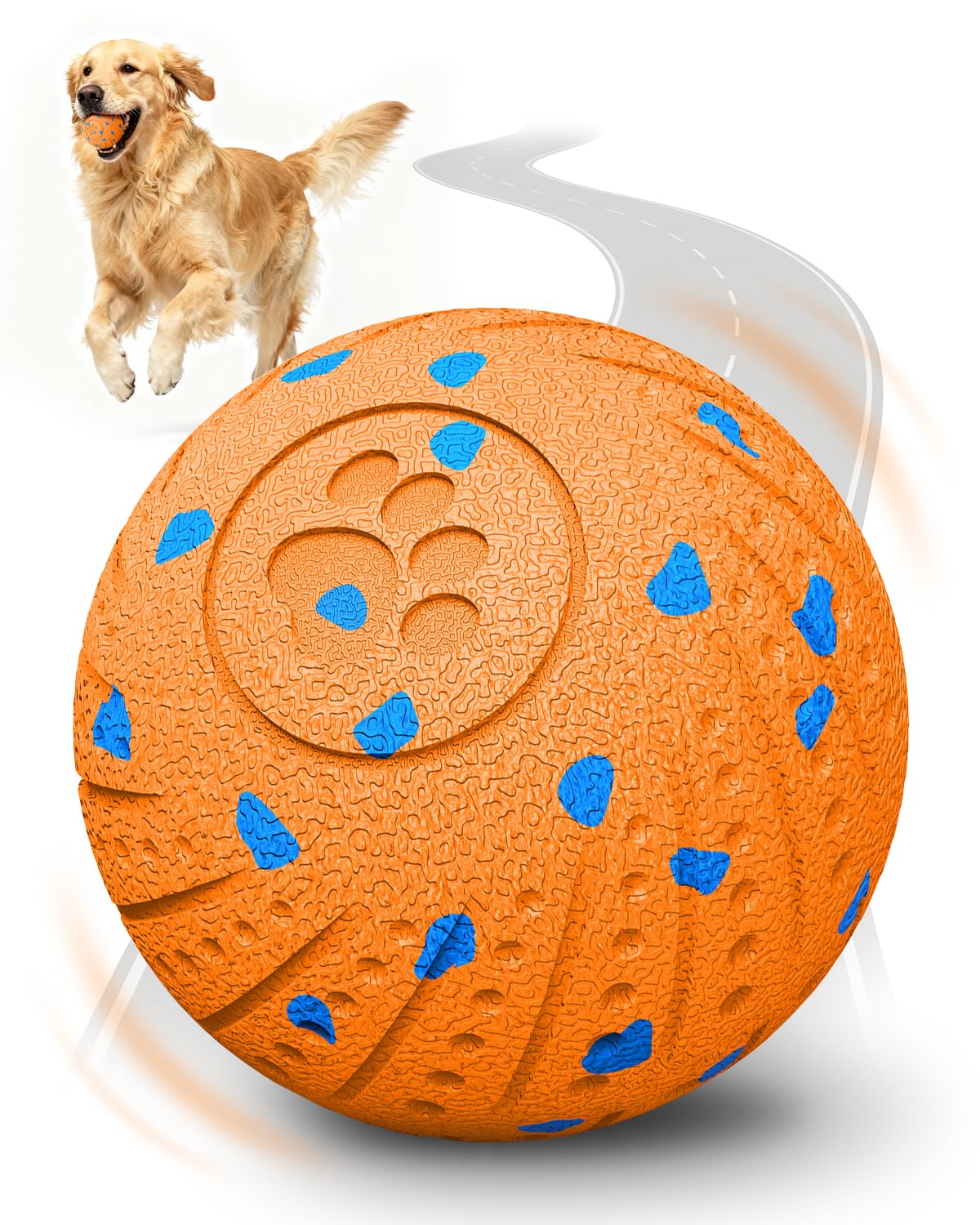 Maraiss interactive dog ball shows eco E-TPU material for safe chewing.