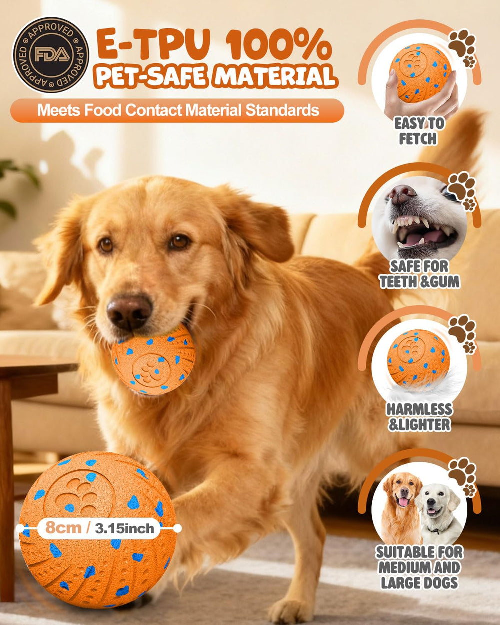 Maraiss interactive dog ball quiet-play close-up highlights silent indoor enjoyment.