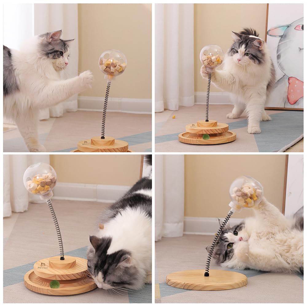 Marchul cat ball toy automatic dispenser challenges cats while delivering treats.