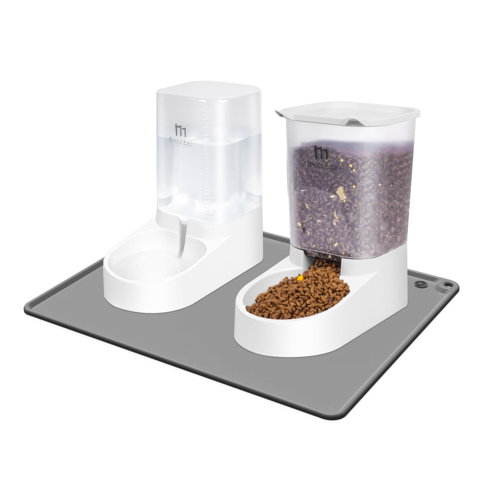 Marchul dog feeder with transparent window shows food level for easy monitoring.