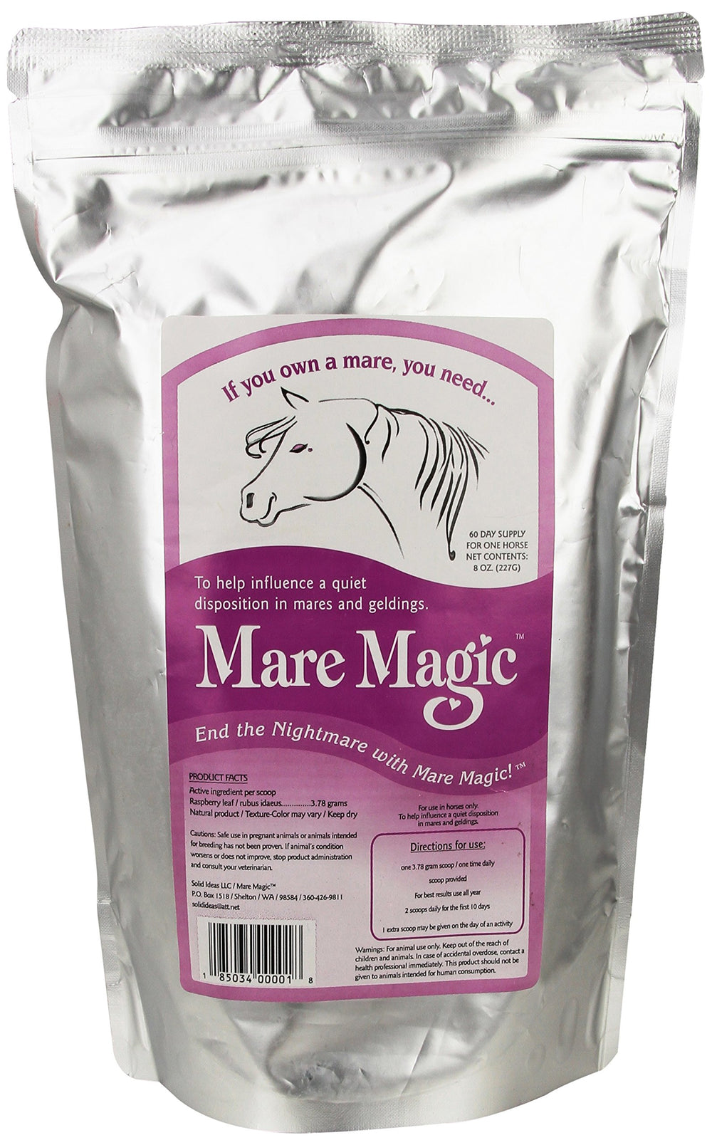 Mare Magic Calming Supplements 8oz bottle supporting mare mood during cycles