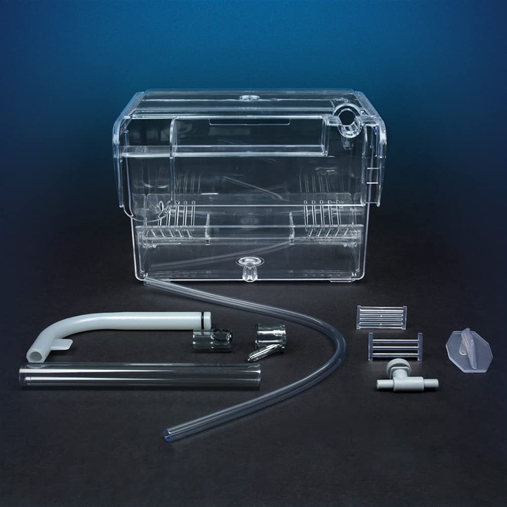 Marina Fluval multi-chamber holding box shown in breeding setup for fry maturation.