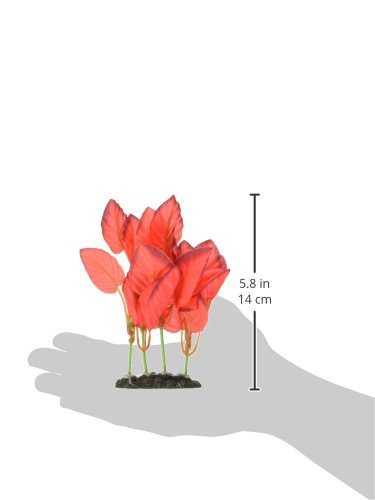Marina Naturals red silk plant close-up, realistic movement, non-toxic decor for aquariums.