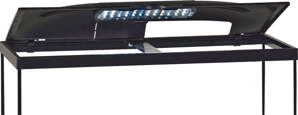 MarineLand LED aquarium hood 30x12 with shimmering daylight and blue night light for viewing.