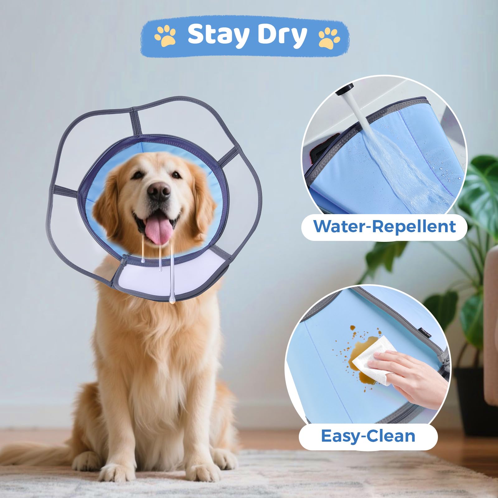 Mariyago soft dog cone collar shield-attached offers integrated coverage with preserved visibility