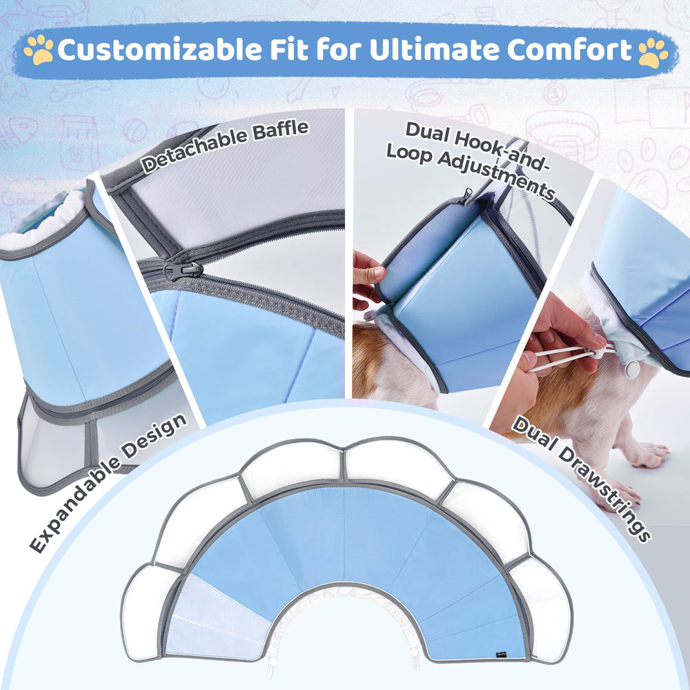 Mariyago soft dog cone collar with shield demonstrates extended protection while keeping vision clear