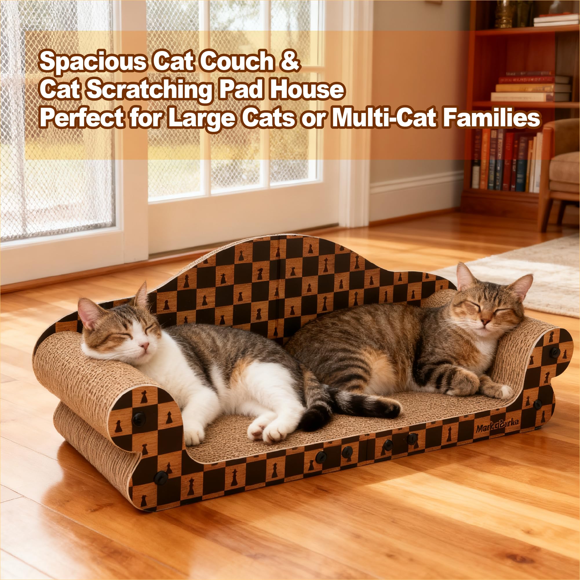 Markarbarka-cat-scratcher-bed-house reveals cozy resting space with reversible scratcher